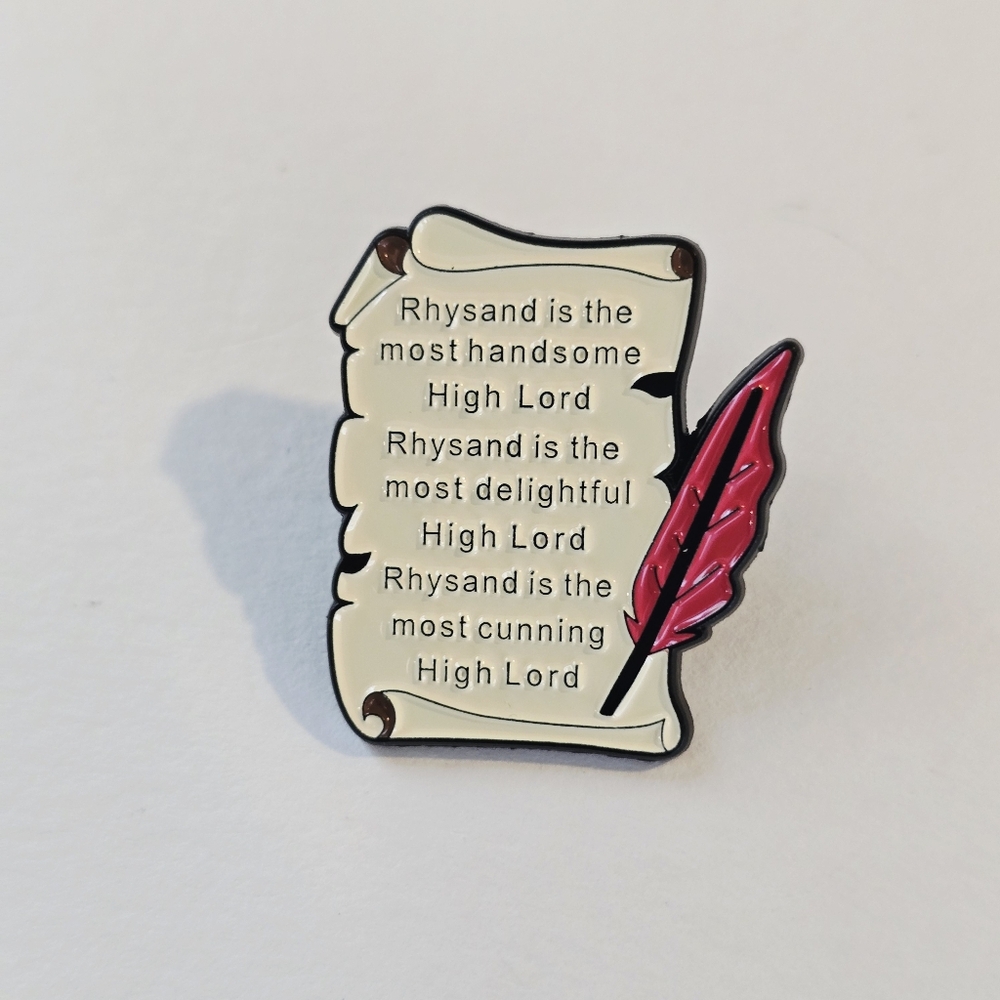 A Court Of Thorns And Roses Scroll and Quill Enamel Pin